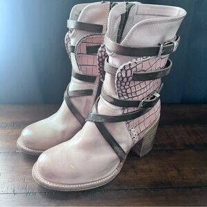Freebird by Steven Pink and Brown Heeled “Baker” Boots